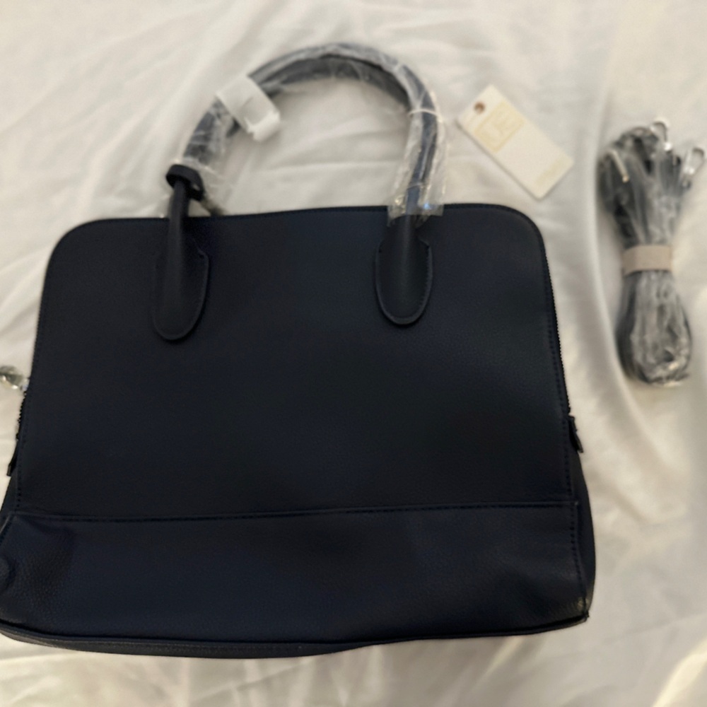 Navy Blue shoulder bag with additional cross body strap